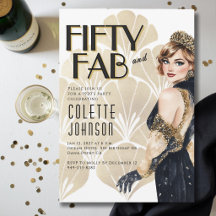50 en Fabulous 1920s Verjaardagsuitnodiging