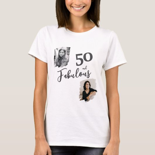50 en Fabulous 2 foto 50ste verjaardag T-shirt (Voorkant)