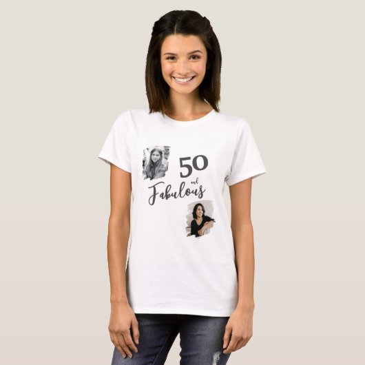 50 en Fabulous 2 foto 50ste verjaardag T-shirt (Voorkant volledig)