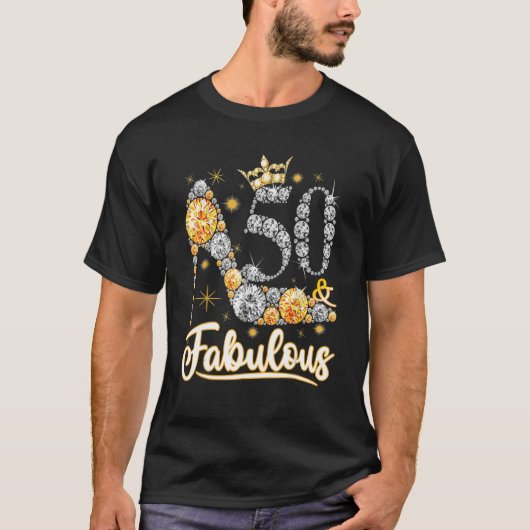 50 en Fabulous 50 jaar oude 50e verjaardag Diamond T-shirt (Voorkant)