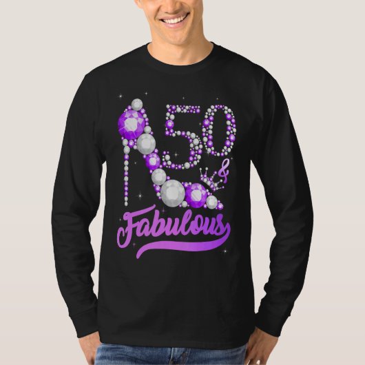 50 en Fabulous 50 jaar oude 50e verjaardag Diamond T-shirt (Voorkant)