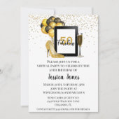 50 en Fabulous 50 Virtual Birthday Gold Kaart (Voorkant)