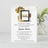 50 en Fabulous 50 Virtual Birthday Gold Kaart (Staand voorkant)