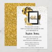 50 en Fabulous 50 Virtual Birthday Gold Kaart (Voorkant / Achterkant)