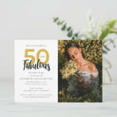 50 en Fabulous 50e foto verjaardagsfeestje Kaart (Staand voorkant)