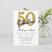 50 en Fabulous | 50e Gold Black Birthday Party Kaart (Staand voorkant)