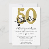 50 en Fabulous | 50e Gold Black Birthday Party Kaart (Voorkant)