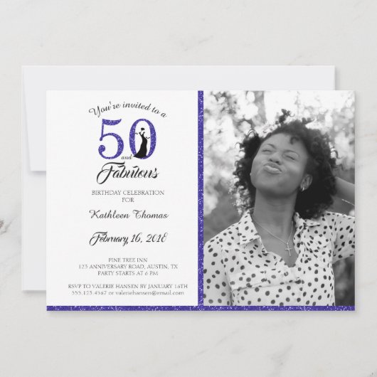 50 en Fabulous | 50e uitnodiging van de Birthday P (Voorkant)