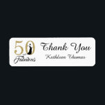 50 en Fabulous 50e verjaardag Aangepaste Dank je Etiket<br><div class="desc">50 en Fabulous 50e verjaardag Aangepaste Dank je Label. De woorden "50 en Fabulous" in gouden glitters en zwart zijn vormgegeven met populaire typografie. Overeenkomstige producten en andere kleuren zijn beschikbaar. Aangepaste bestellingen zijn welkom,  e-mail ons op happydolphinstudio@outlook.com</div>