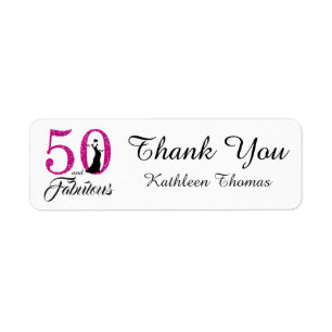 50 en Fabulous 50e verjaardag Aangepaste Dank je w Etiket