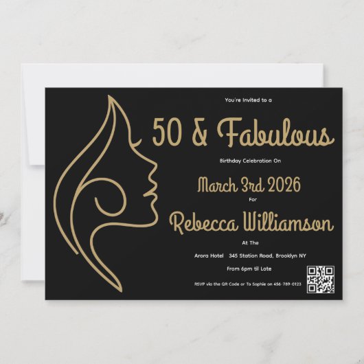 50 en Fabulous | 50e Verjaardag Fab Party Kaart (Voorkant)