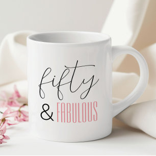 50 en Fabulous 50e Verjaardag Modern Schrift Koffiemok