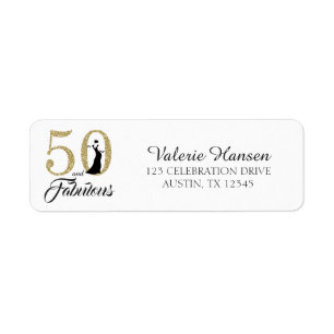 50 en Fabulous 50e Verjaardag Retouradreslabel Etiket