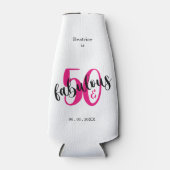 50 en Fabulous 50e verjaardag roze fles Flesjeskoeler (Voorkant)