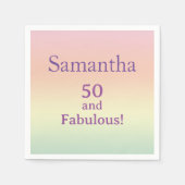 50 en Fabulous! 50e verjaardag Waterverf Party Servet (Voorkant)