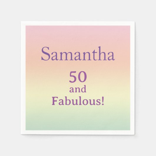 50 en Fabulous! 50e verjaardag Waterverf Party Servet (Voorkant)