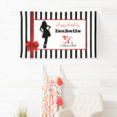 50 en FABULOUS 50e verjaardag zwart/witte strepen Spandoek (Insitu)