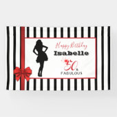 50 en FABULOUS 50e verjaardag zwart/witte strepen Spandoek (Horizontaal)