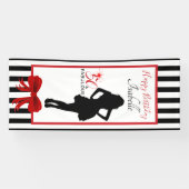 50 en FABULOUS 50e verjaardag zwart/witte strepen Spandoek (Horizontaal)