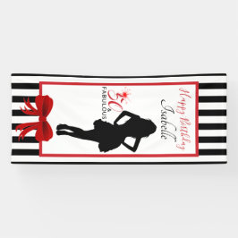 50 en FABULOUS 50e verjaardag zwart/witte strepen Spandoek