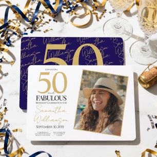50 en Fabulous   50ste Foto Verjaardagsfeestje Kaart