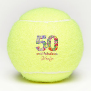 50 en Fabulous 50ste Verjaardag C cadeau Bloem num Tennisballen