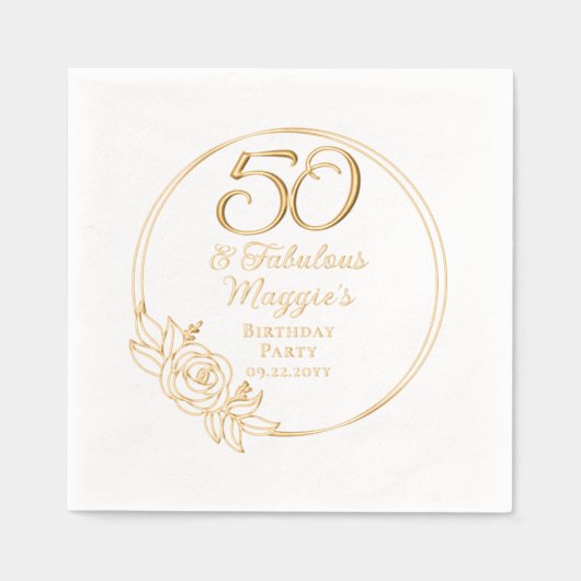 50 en Fabulous 50ste verjaardag Folie gestempeld s Servetten (Voorkant)