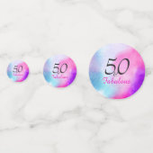50 en Fabulous 50ste verjaardag Roze en Paars Confetti (Voorkanten)
