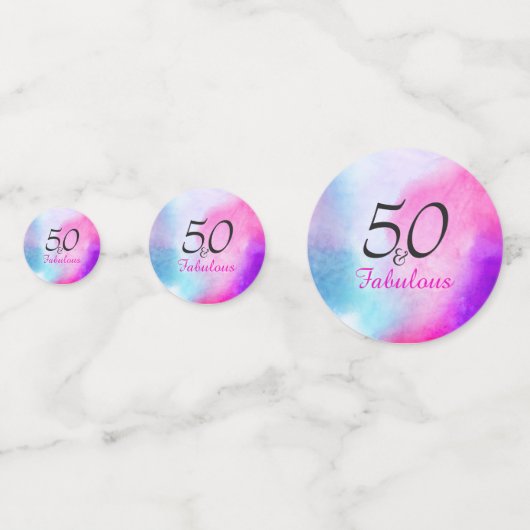 50 en Fabulous 50ste verjaardag Roze en Paars Confetti (Achterkanten)