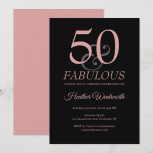 50 en Fabulous 50ste verjaardag Stof roze Kaart