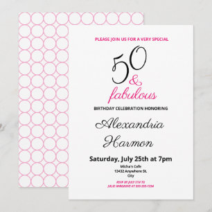 50 en Fabulous 50ste Verjaardagsfeest Roze Kaart