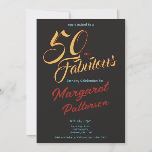50 en Fabulous | 50ste verpartij Kaart (Voorkant)