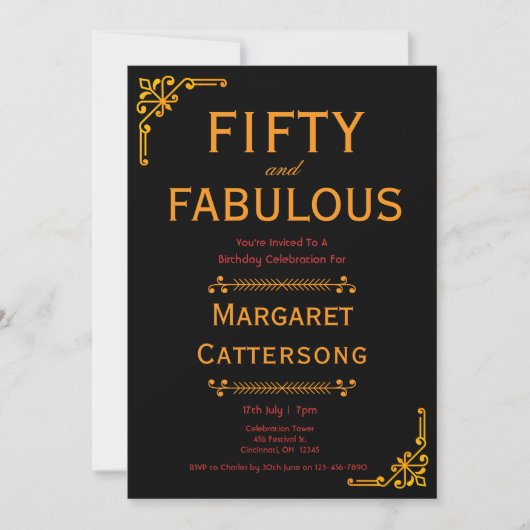 50 en Fabulous | 50ste verpartij Kaart (Voorkant)