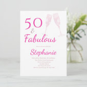 50 en Fabulous | 50ste verpartij Roze Kaart (Staand voorkant)