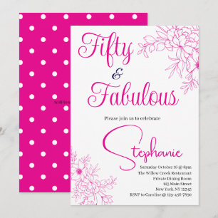 50 en Fabulous   50ste verpartij roze Kaart