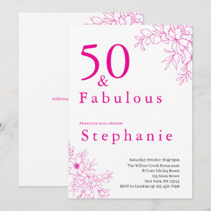 50 en Fabulous 50ste verpartij roze Kaart