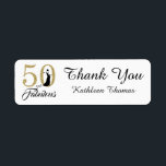 50 en Fabulous 50th Birthday - Aangepast bedankt Etiket<br><div class="desc">50 en de Fabulous 50th Birthday Custom Dank u Etiket. De woorden "50 en Fabulous" in gouden glitter en zwart worden geplaatst met behulp van populaire typografie. Er zijn matchende producten en andere kleuren beschikbaar. Aangepaste bestelling is welkom,  e-mail ons op happydolphinstudio@outlook.com</div>