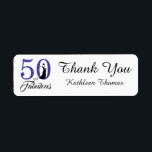 50 en Fabulous 50th Birthday - Aangepast bedankt Etiket<br><div class="desc">50 en Fabulous 50th Verjaardag Custom Thank You Label. De woorden "50 and Fabulous" in koningsblauw glitter en zwart zijn gezet met behulp van populaire typografie. Overeenkomende producten en andere kleuren zijn beschikbaar. De douaneorde is welkom,  e-mail ons bij happydolphinstudio@outlook.com</div>