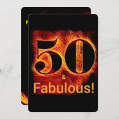 50 en Fabulous 50th Birthday Biker Flame Kaart (Voorkant / Achterkant)