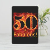 50 en Fabulous 50th Birthday Biker Flame Kaart (Staand voorkant)