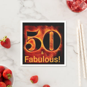 50 en Fabulous 50th Birthday Biker Flame Servet