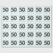 50 en Fabulous 50th Birthday Black, White, Blauwgr Cadeaupapier (Vlak)