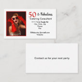 50 en Fabulous 50th Birthday Catering Consultant Visitekaartje (Voorkant / Achterkant)