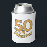 50 en Fabulous 50th Birthday Celebration Blikjeskoeler<br><div class="desc">Vier je 50e verjaardag met deze coole gouden effect typografie met zwarte contouren die zegt 50 en fantastisch. Wow uw gasten met iets unieks en perfect voor de gelegenheid,  zodat ze niet stoppen met praten over het feest voor de komende jaren</div>