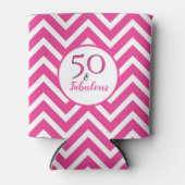 50 en Fabulous 50th Birthday Cerise Pink Chevron Blikjeskoeler (Voorkant)