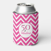 50 en Fabulous 50th Birthday Cerise Pink Chevron Blikjeskoeler (Blikje Achterkant)