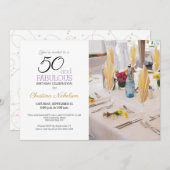 50 en Fabulous 50th Birthday Custom Photo Kaart (Voorkant / Achterkant)