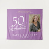 50 en Fabulous 50th Birthday Foto achtergrond Wandkleed (Voorkant (horizontaal))