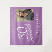 50 en Fabulous 50th Birthday Foto achtergrond Wandkleed (Voorkant)