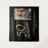 50 en Fabulous 50th Birthday Foto achtergrond Wandkleed (Voorkant)